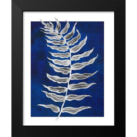 Blue Fern in White Border I Black Modern Wood Framed Art Print by Medley, Elizabeth