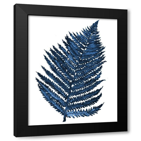 Blue Fern II Black Modern Wood Framed Art Print with Double Matting by Medley, Elizabeth