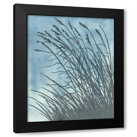 Tall Grasses on Blue I Black Modern Wood Framed Art Print with Double Matting by Medley, Elizabeth