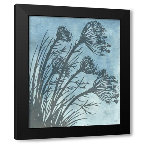 Tall Grasses on Blue II Black Modern Wood Framed Art Print with Double Matting by Medley, Elizabeth