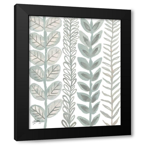 Floral Shades of Gray II Black Modern Wood Framed Art Print with Double Matting by Medley, Elizabeth