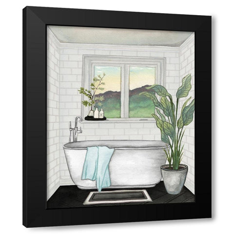 Modern Black and White Bath I Black Modern Wood Framed Art Print with Double Matting by Medley, Elizabeth
