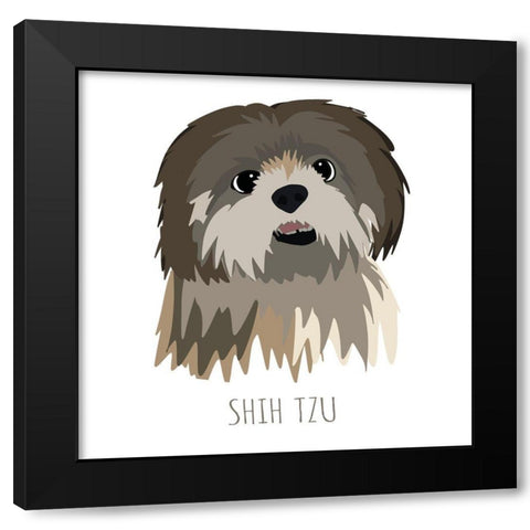 Shih Tzu Black Modern Wood Framed Art Print with Double Matting by Torres, Melanie