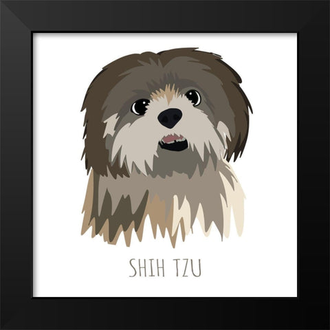 Shih Tzu Black Modern Wood Framed Art Print by Torres, Melanie