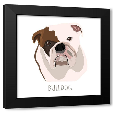 Bull Dog Black Modern Wood Framed Art Print with Double Matting by Torres, Melanie