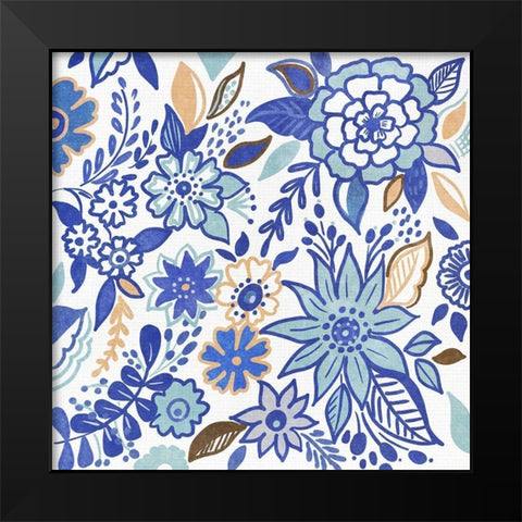 Botanical Azul I Black Modern Wood Framed Art Print by Del Sol, Ani