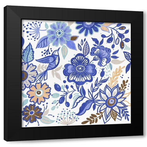 Botanical Azul II Black Modern Wood Framed Art Print with Double Matting by Del Sol, Ani