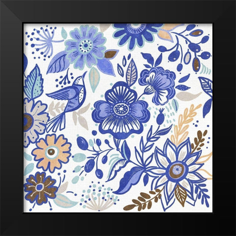Botanical Azul II Black Modern Wood Framed Art Print by Del Sol, Ani