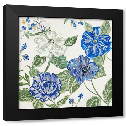Italian Floral Theme I Black Modern Wood Framed Art Print with Double Matting by Del Sol, Ani