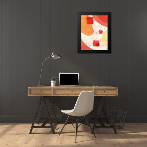 Orange Mood Black Modern Wood Framed Art Print by Amaya