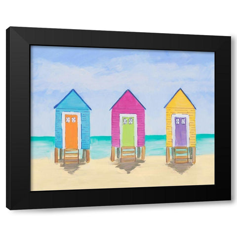 Beach Shacks Black Modern Wood Framed Art Print with Double Matting by DeRice, Julie