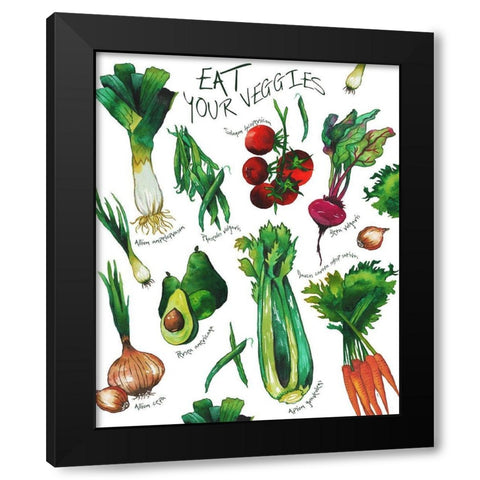 Eat Your Veggies Black Modern Wood Framed Art Print with Double Matting by Medley, Elizabeth