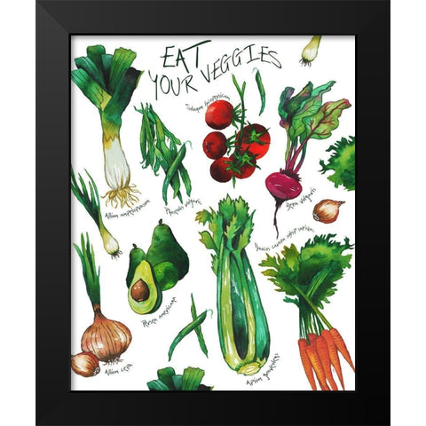 Eat Your Veggies Black Modern Wood Framed Art Print by Medley, Elizabeth