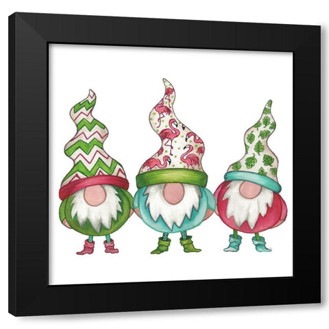 Tropical Gnomes Black Modern Wood Framed Art Print with Double Matting by Medley, Elizabeth