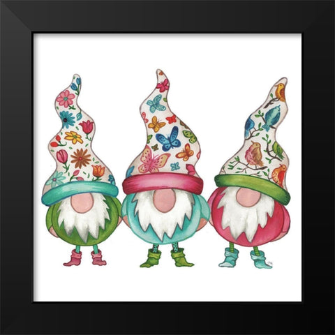 Garden Gnomes Black Modern Wood Framed Art Print by Medley, Elizabeth