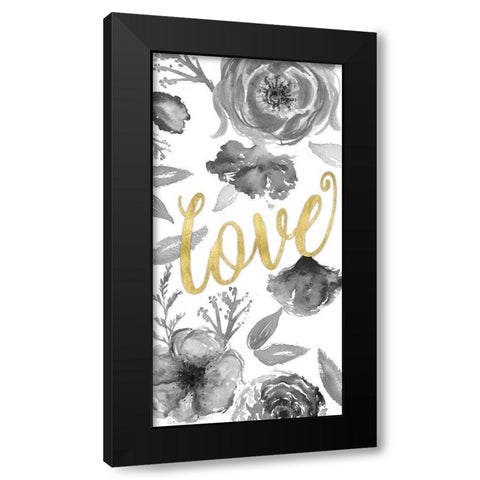 Love Floral Black Modern Wood Framed Art Print by Medley, Elizabeth