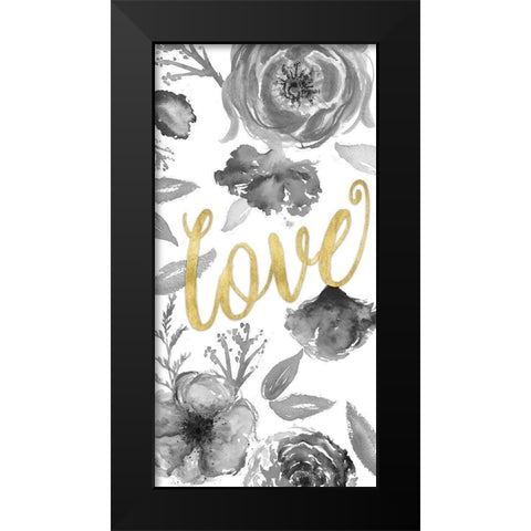 Love Floral Black Modern Wood Framed Art Print by Medley, Elizabeth