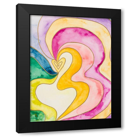 Rainbow Love Black Modern Wood Framed Art Print with Double Matting by James, Nola