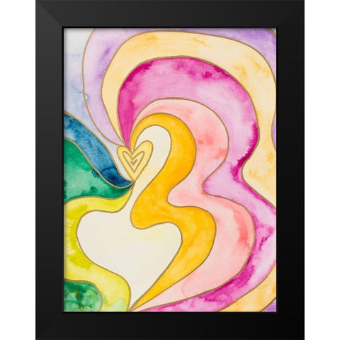 Rainbow Love Black Modern Wood Framed Art Print by James, Nola