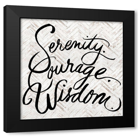 Serenity Courage Wisdom Black Modern Wood Framed Art Print with Double Matting by Medley, Elizabeth