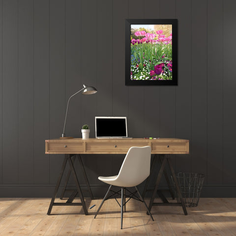 Spring Garden Black Modern Wood Framed Art Print by Jane, Sarah