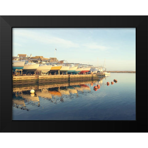 Boat Dock Black Modern Wood Framed Art Print by Jane, Sarah