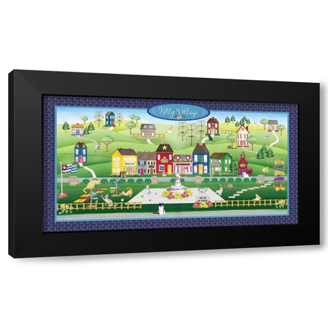 Kitty Cat Village Black Modern Wood Framed Art Print with Double Matting by Metz, Andi
