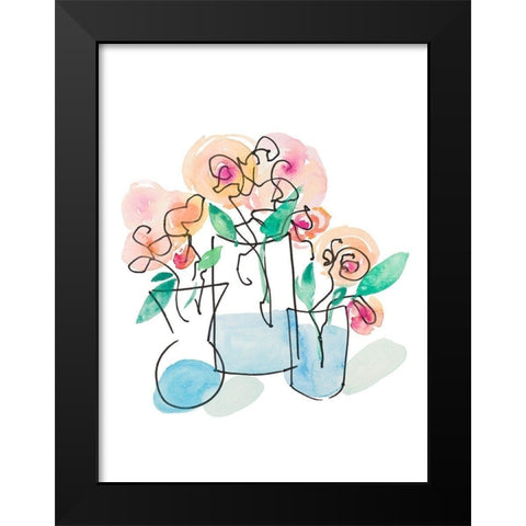 Trois Vases Black Modern Wood Framed Art Print by James, Nola