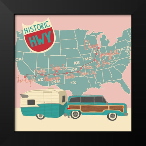 Family Road Trip Black Modern Wood Framed Art Print by Bucheli, Jen