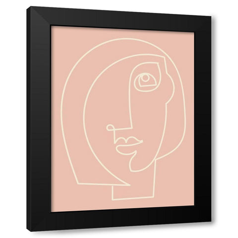 Figure Line Woman on Blush Black Modern Wood Framed Art Print with Double Matting by Mosher, Deidre