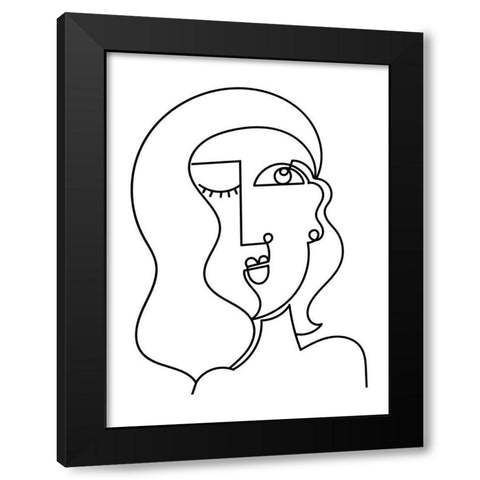 Loopy Line Lady II Black Modern Wood Framed Art Print with Double Matting by Mosher, Deidre