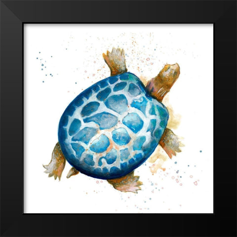 Tortuga Azul Square Black Modern Wood Framed Art Print by Pinto, Patricia
