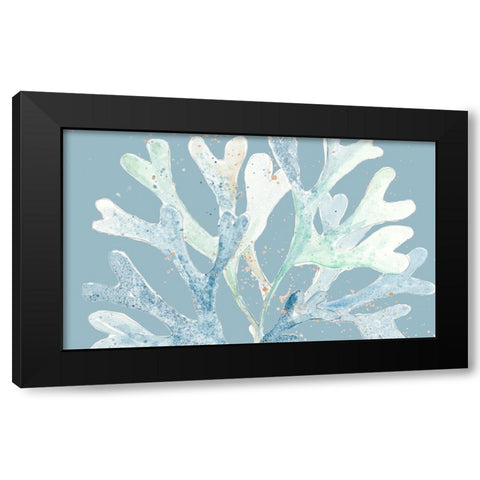 Ocean Coral On Blue Black Modern Wood Framed Art Print with Double Matting by Pinto, Patricia
