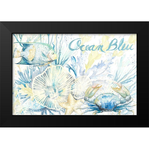 Ocean Bleu Seabed Black Modern Wood Framed Art Print by Pinto, Patricia