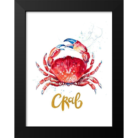 Red Crab Black Modern Wood Framed Art Print by Pinto, Patricia