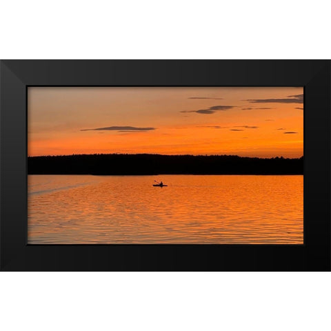 Sunset Canoeing Black Modern Wood Framed Art Print by DeRice, Julie