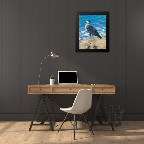 Beach Bird II Black Modern Wood Framed Art Print by DeRice, Julie