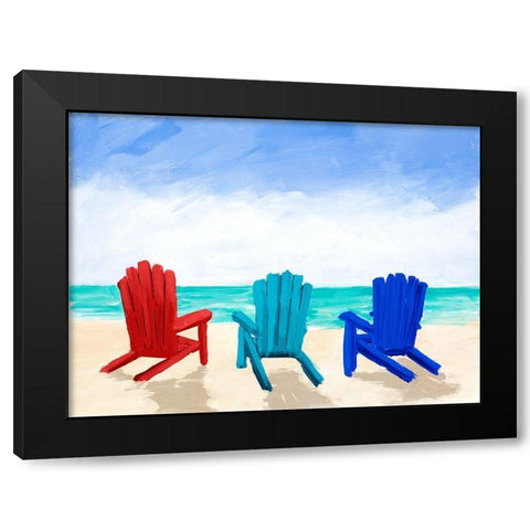 Beach Chair Trio Black Modern Wood Framed Art Print by DeRice, Julie