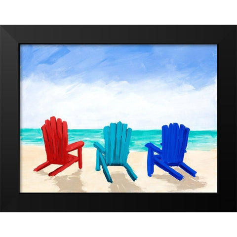 Beach Chair Trio Black Modern Wood Framed Art Print by DeRice, Julie