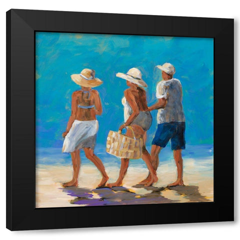 Beach Buddies Black Modern Wood Framed Art Print by DeRice, Julie