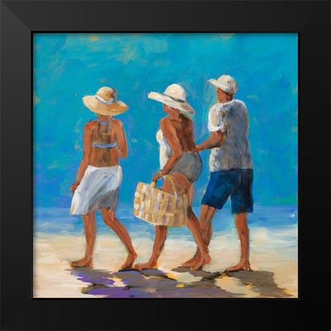 Beach Buddies Black Modern Wood Framed Art Print by DeRice, Julie