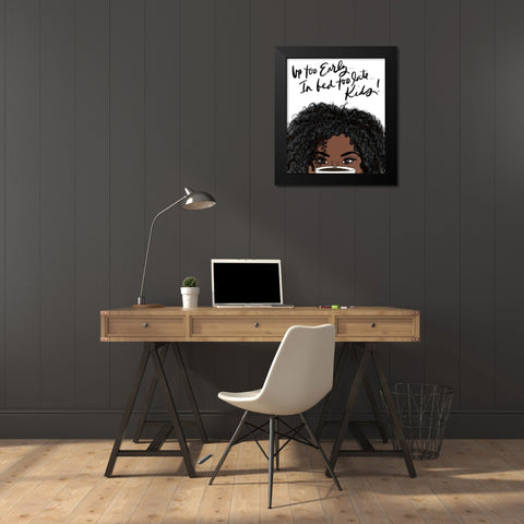 Coffee Because Kids (Girl III) Black Modern Wood Framed Art Print by Quach, Anna