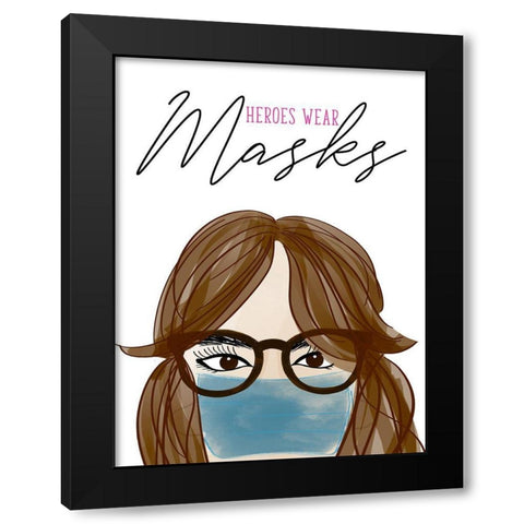 Heroes Wear Masks Black Modern Wood Framed Art Print with Double Matting by Quach, Anna
