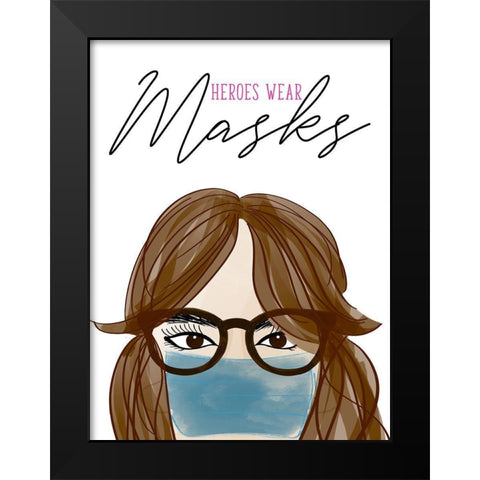 Heroes Wear Masks Black Modern Wood Framed Art Print by Quach, Anna