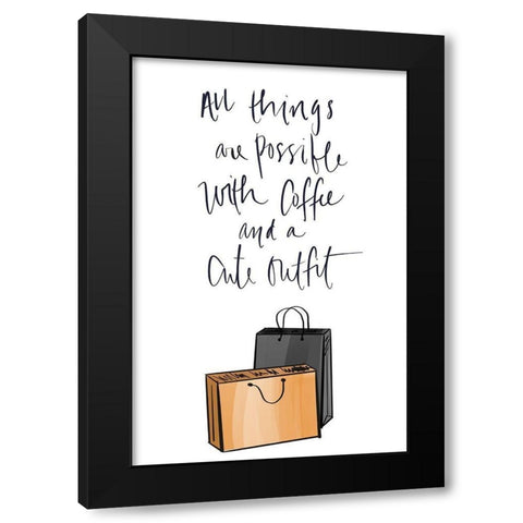 Shopping Bags Black Modern Wood Framed Art Print by Quach, Anna
