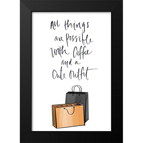 Shopping Bags Black Modern Wood Framed Art Print by Quach, Anna