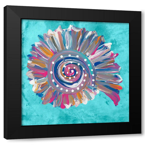 Dotted Spiral Shell on Teal Black Modern Wood Framed Art Print with Double Matting by Ritter, Gina
