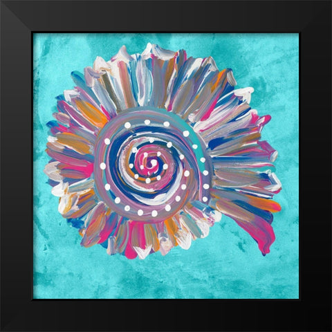 Dotted Spiral Shell on Teal Black Modern Wood Framed Art Print by Ritter, Gina