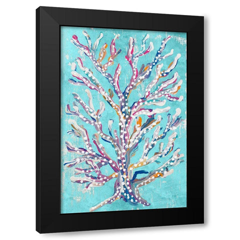 Dotted Coral on Teal Black Modern Wood Framed Art Print by Ritter, Gina