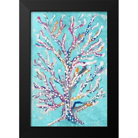 Dotted Coral on Teal Black Modern Wood Framed Art Print by Ritter, Gina